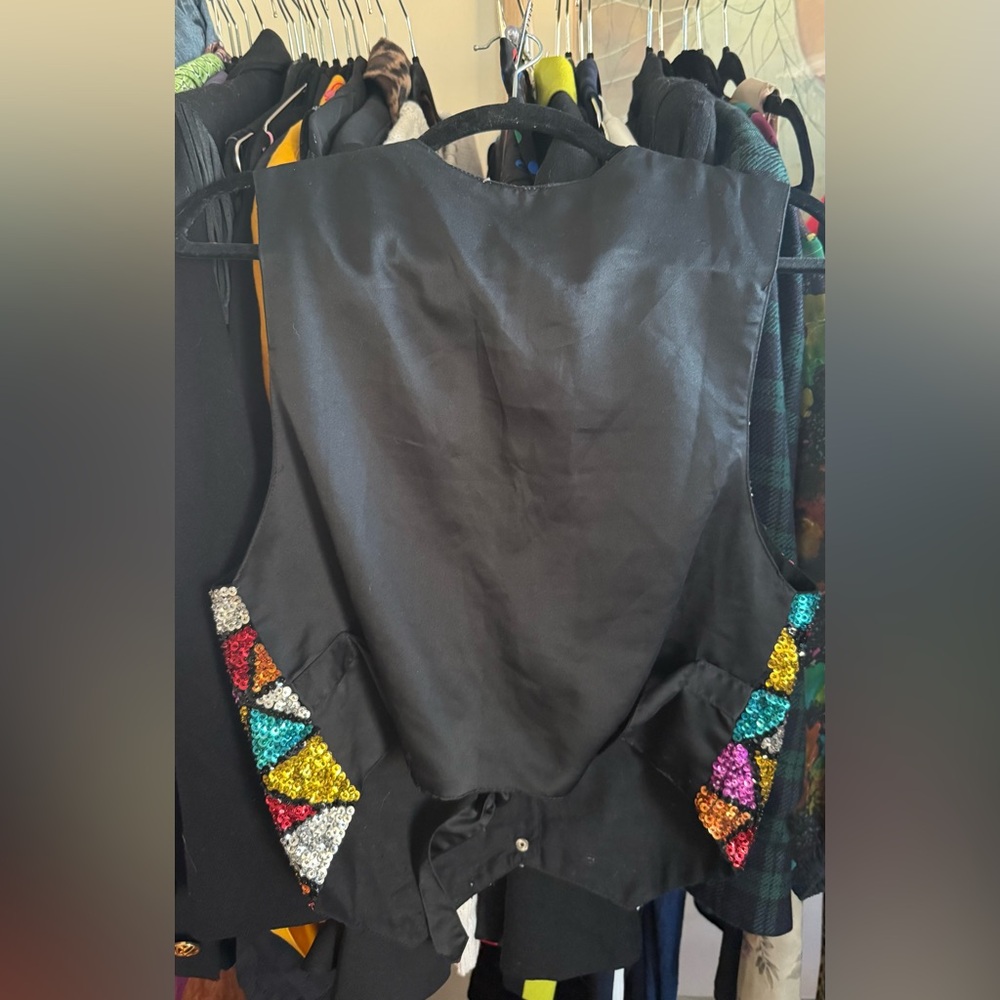 Vintage Sequin Colorblock Vest - Picture 4 of 4